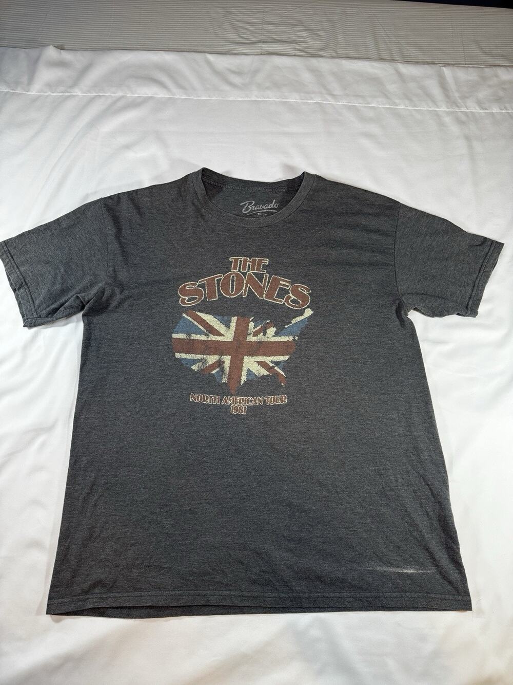 Rolling Stones North American Tour 1981 T Shirt Mens Bravado Gray Retro Band Tee